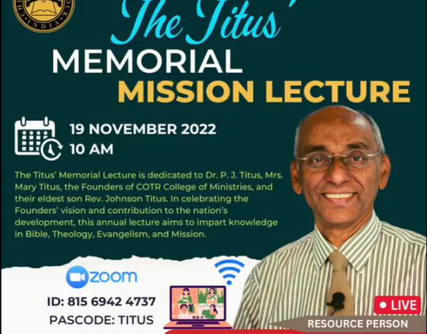 The Titus Memorial Mission Lecture